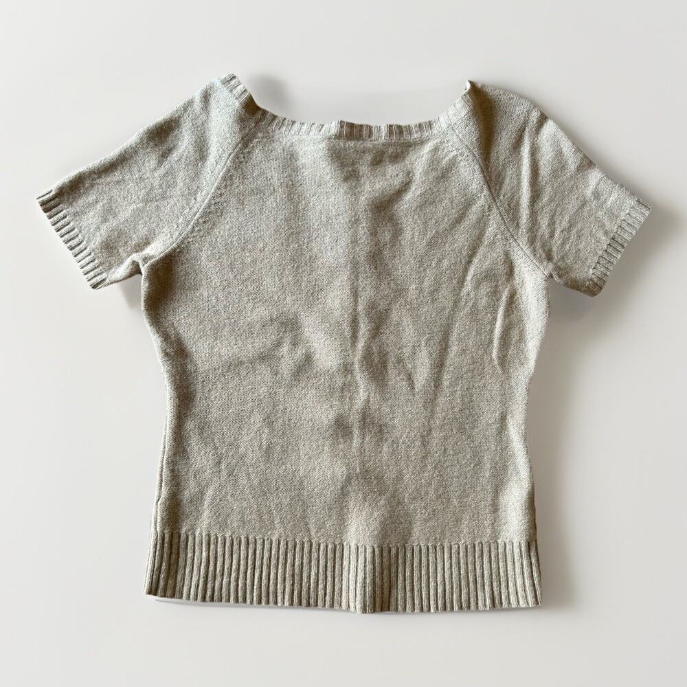 Ann Taylor Loft Cable Knit Short Sleeve Sweater Women's Size L Cashmere Wool - Picture 2 of 8